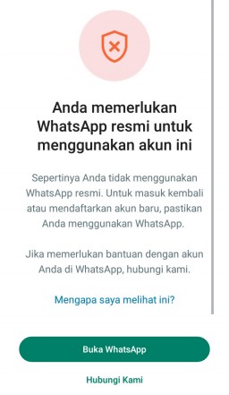 Langkah Aktivasi Aplikasi WhatsApp yang terdeteksi tidak resmi